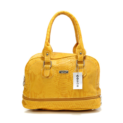 Coach Madison In Embossed Medium Yellow Satchels DFG | Women